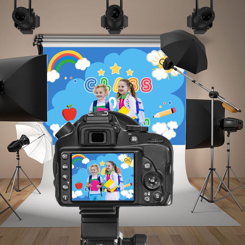 Baocicco 7x5ft Graduation Backdrop Class of 2026 Kindergarten Graduation Season Blue Cartoon Background Rainbow Sun Clouds School Graduates Kids Children Celebration Photography Booth - Image 2